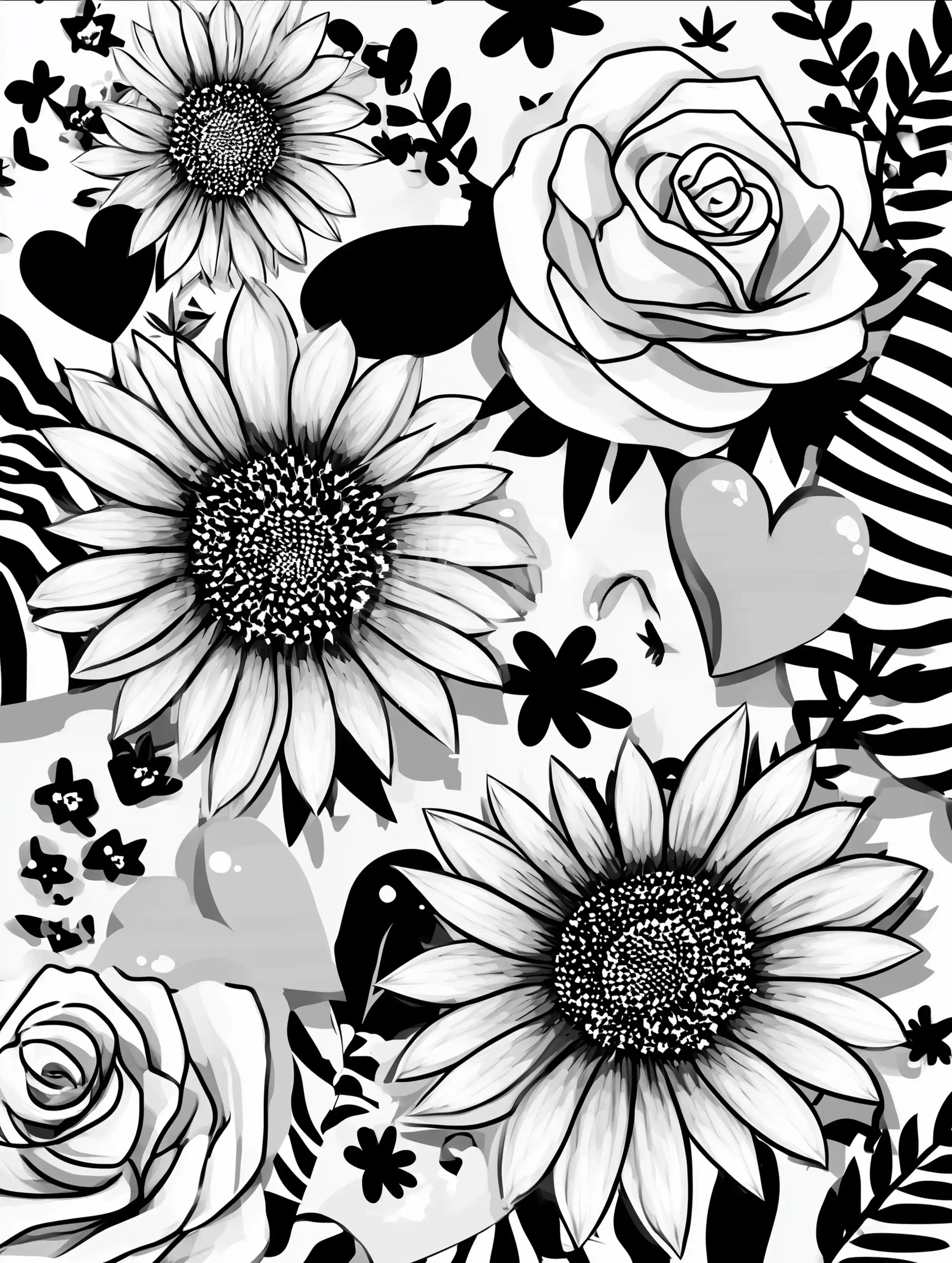 Free printable coloring pages floral featuring sunflowers