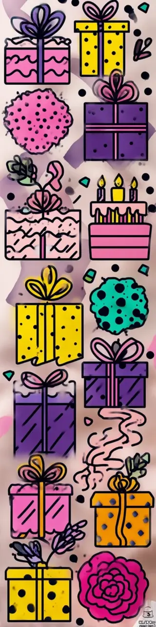 Free printable 2D birthday presents bookmark