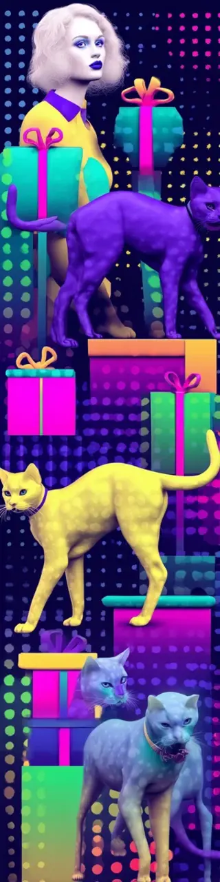 Free printable 80s neon cat bookmark