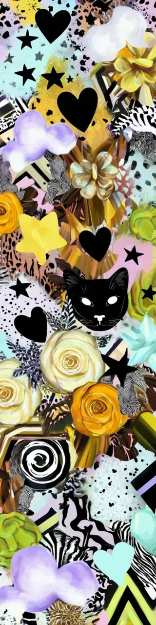 Free printable abstract black cat head bookmark