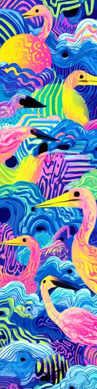 Free printable abstract colorful storks bookmark