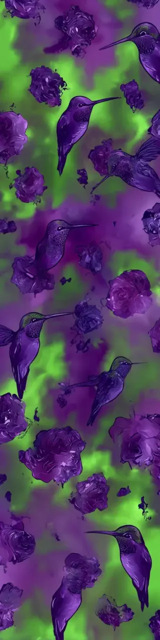 Free printable abstract green purple hummingbirds bookmark
