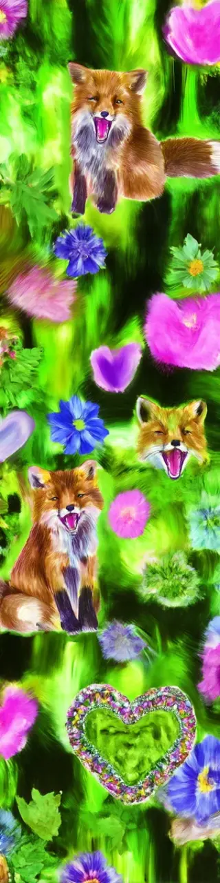 Free printable abstract green with foxes bookmark