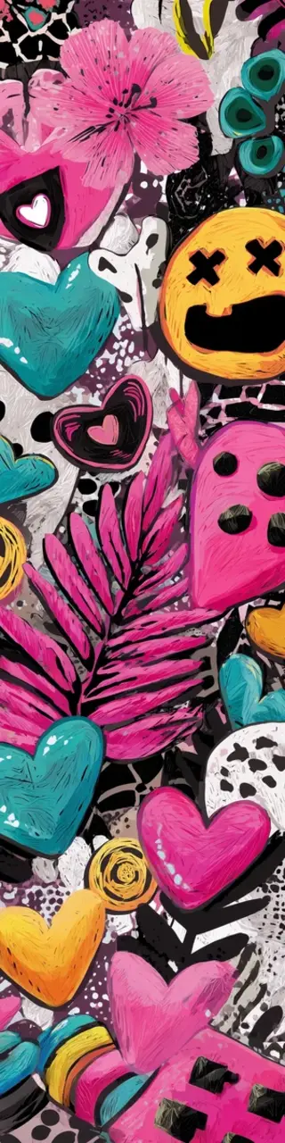 Free printable colorful hearts and plants bookmark