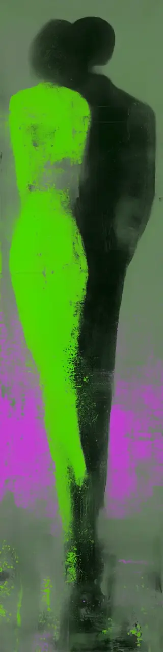 Free printable abstract neon couple back bookmark