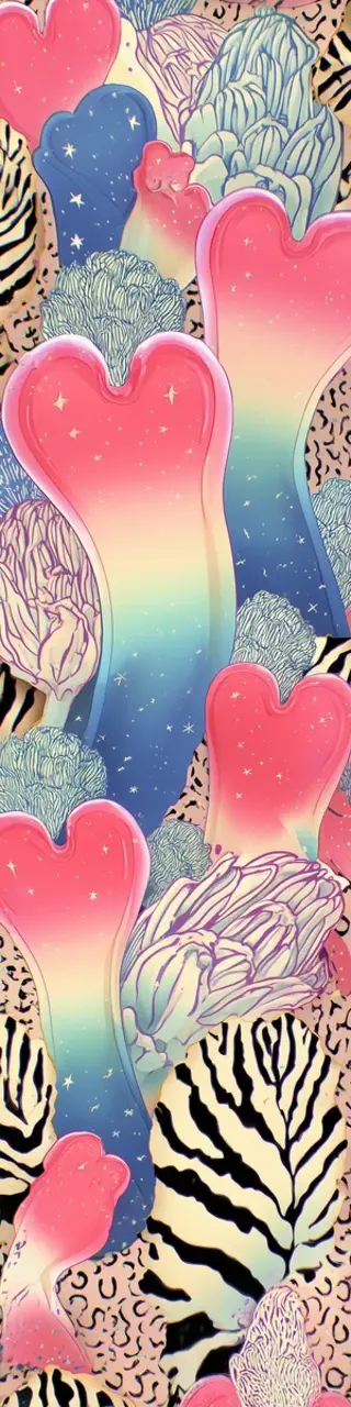 Free printable abstract rainbow hearts bookmark