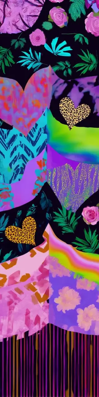 Free printable abstract with hearts bookmark