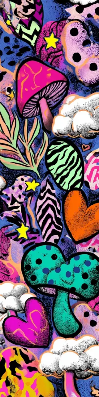 Free printable abstract mushrooms hearts bookmark