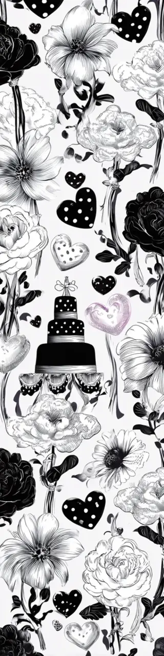 Free printable black wedding cake on white bookmark