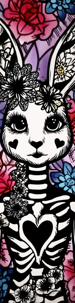 Free printable skeleton bunny bookmark to color