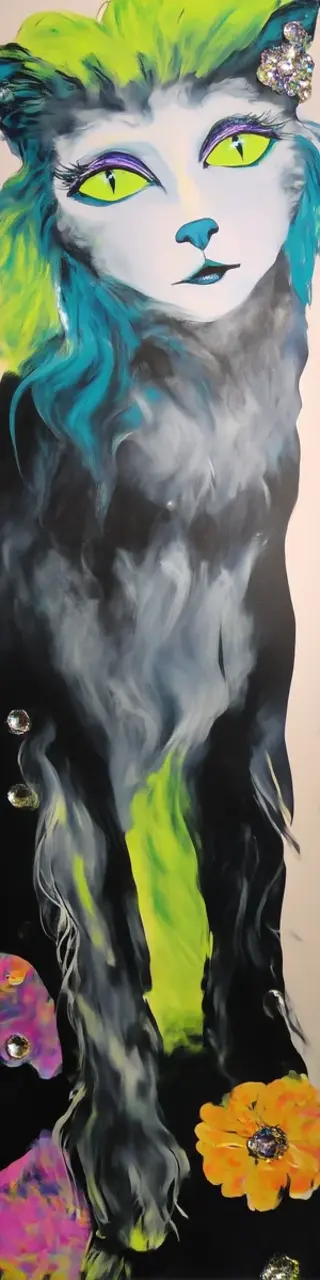 Free printable artistic chalk cat bookmark