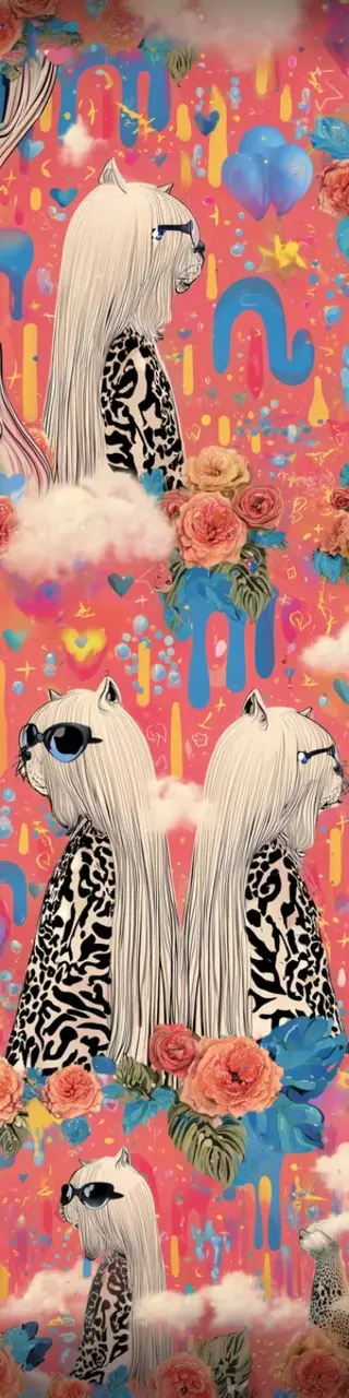 Free printable artistic long hair cats bookmark