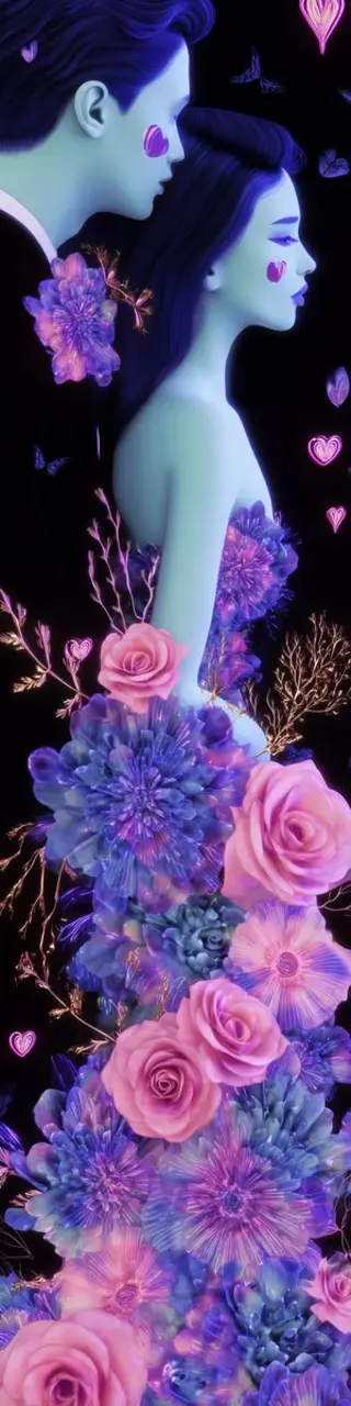 Free printable asian love floral dress bookmark