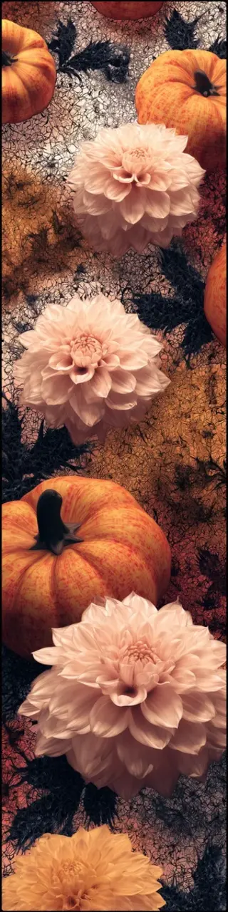 Free printable autumn flowers and pumpkin bookmark