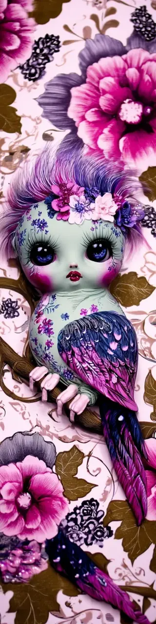 Free printable baby bird floral bookmark