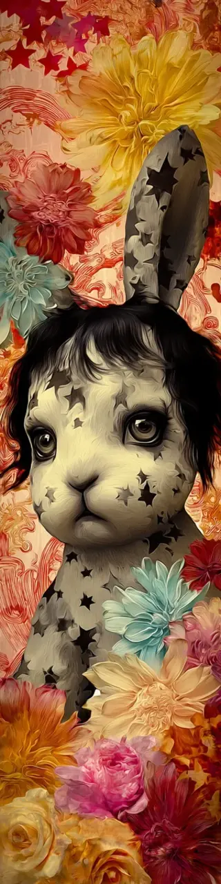 Free printable baby face bunny statue bookmark