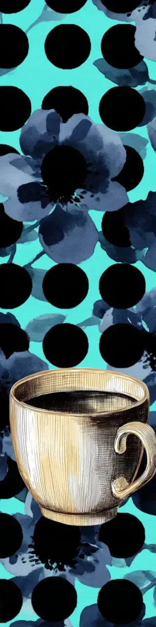 Free printable big dots blue coffee bookmark