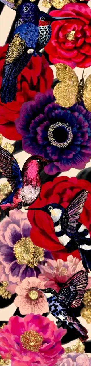 Free printable big flowers hummingbird bookmark