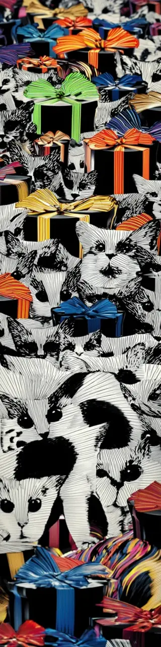 Free printable cats and presents jumble bookmark