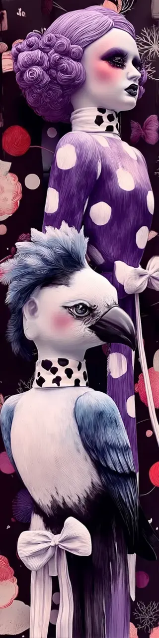 Free printable bird and purple lady bookmark