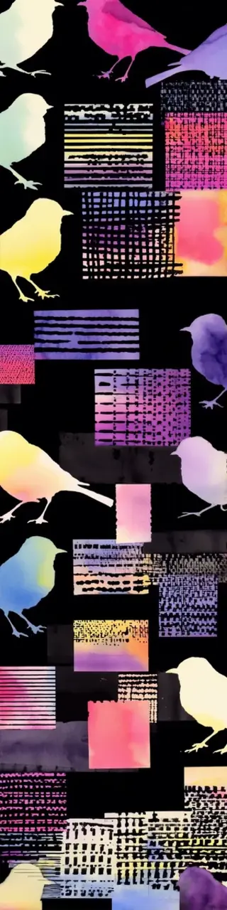 Free printable birds and squared black bookmark