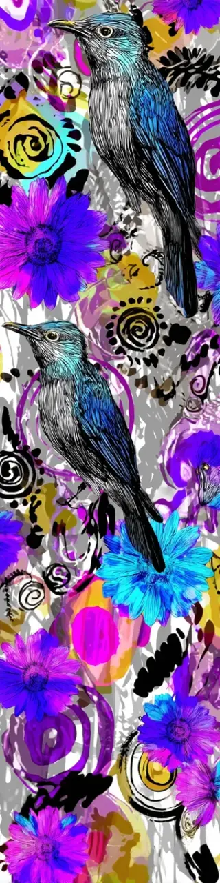 Free printable birds on abstract background bookmark