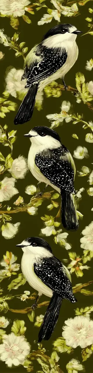 Free printable birds on dark olive green bookmark