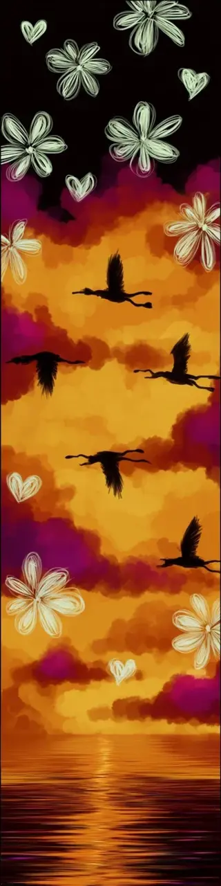 Free printable birds on orange beach sunset bookmark