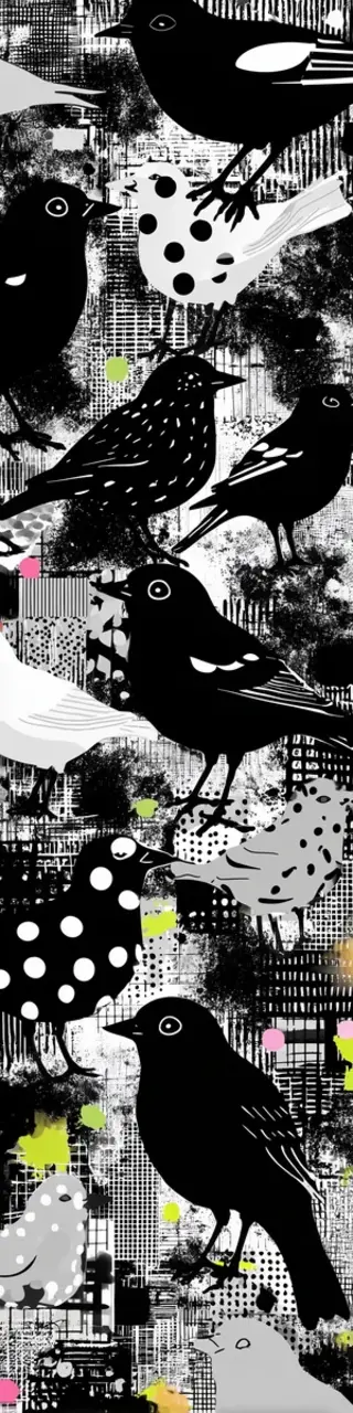 Free printable black birds on gray bookmark