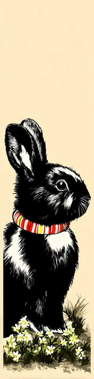 Free printable black bunny plain bookmark