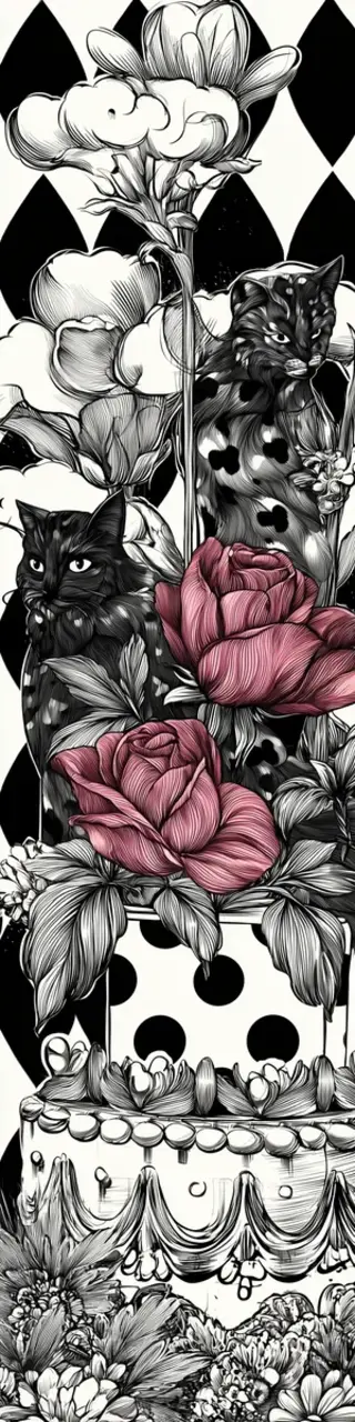 Free printable black cat birthday cake bookmark