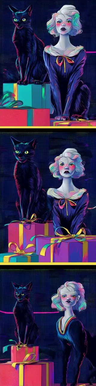 Free printable black cats and woman birthday bookmark