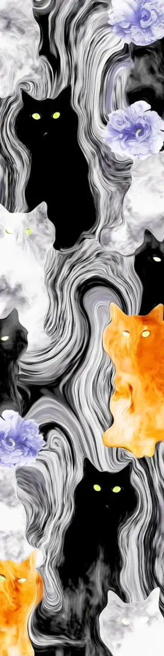 Free printable black cats abstract bookmark