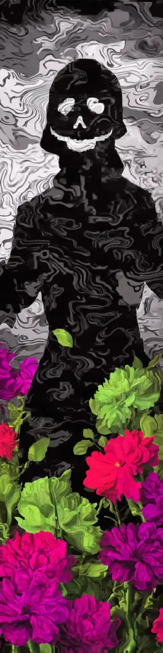 Free printable black shadow ghost floral bookmark