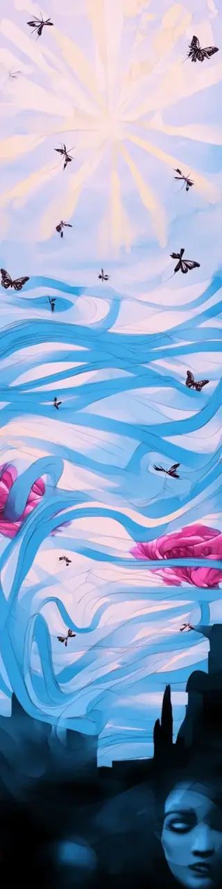 Free printable blue abstract lines bookmark