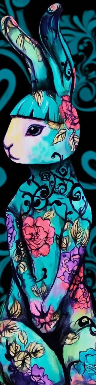 Free printable blue decor rabbit bookmark