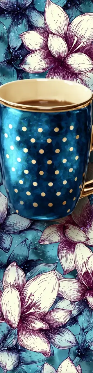 Free printable blue floral polka coffee bookmark