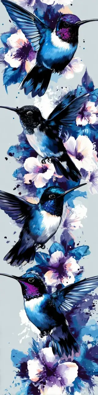 Free printable blue hummingbirds light blue bookmark