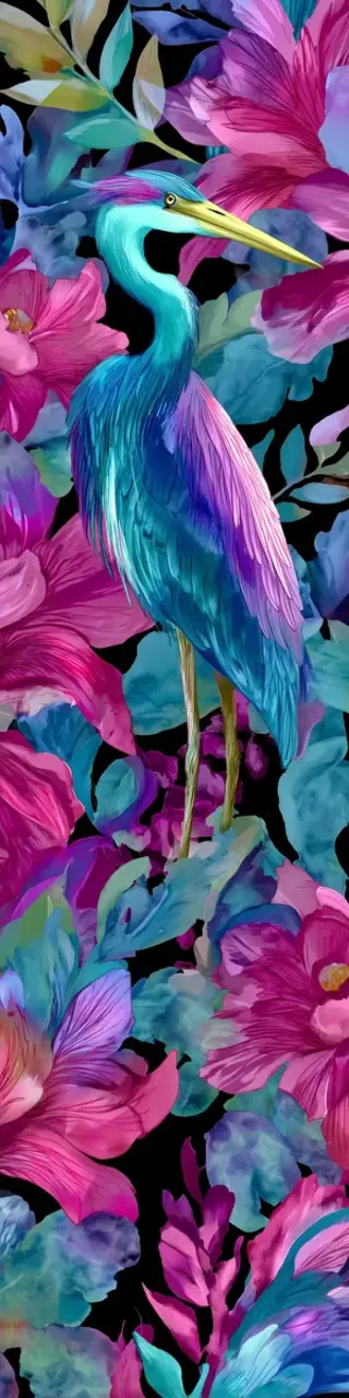 Free printable blue pink heron bookmark