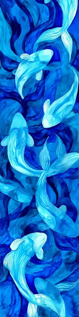 Free printable blue sea of fish bookmark