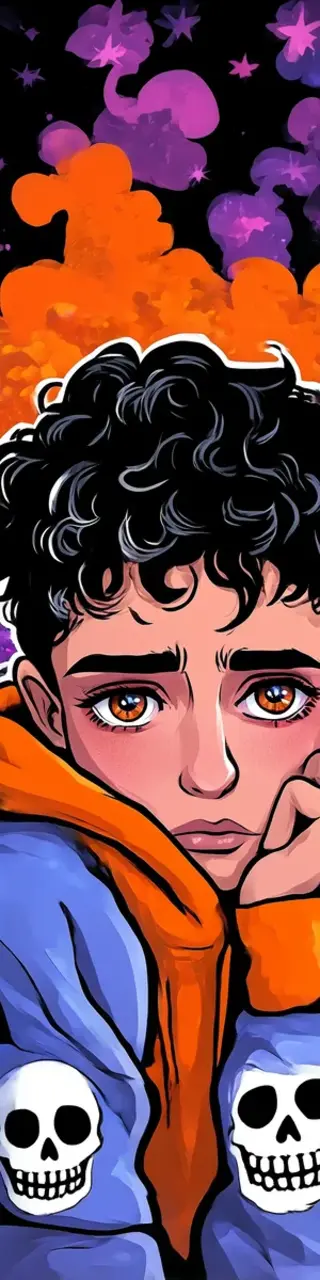 Free printable blue skull sleeves man bookmark