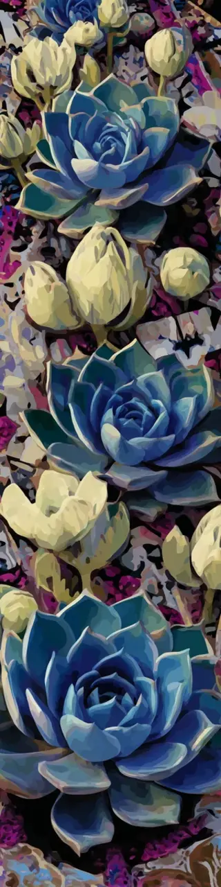 Free printable blue succulents and buds bookmark