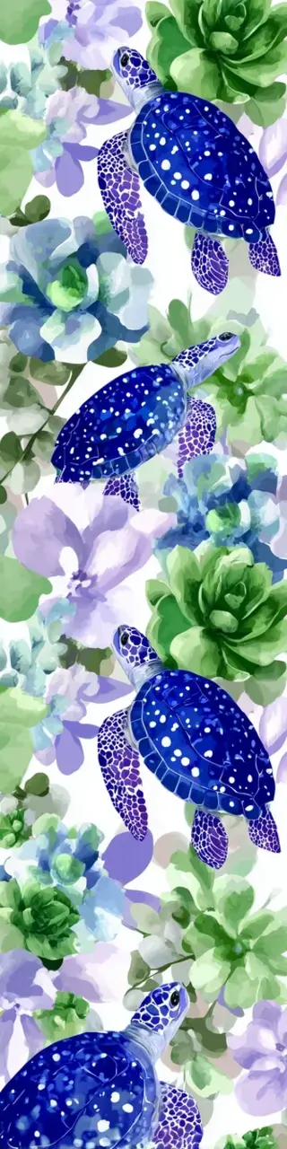 Free printable blue turtles with succulents bookmark