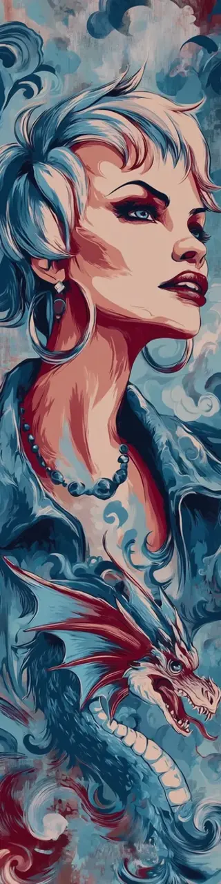 Free printable woman and dragon bookmark