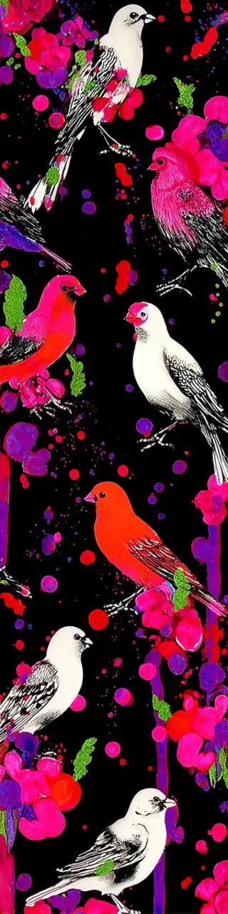 Free printable bold birds on black bookmark