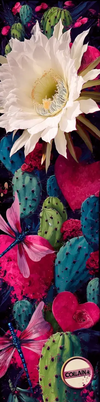 Free printable bold cacti and cactus flower bookmark