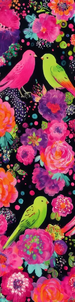 Free printable bold neon bird couple bookmark