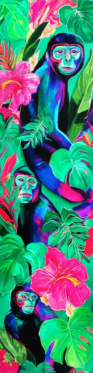 Free printable bold neon monkeys jungle bookmark