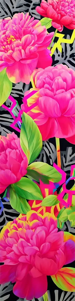 Free printable bold pink carnations on gray bookmark