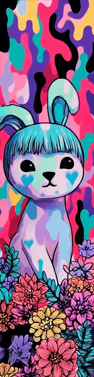 Free printable bowl cut rabbit floral bookmark